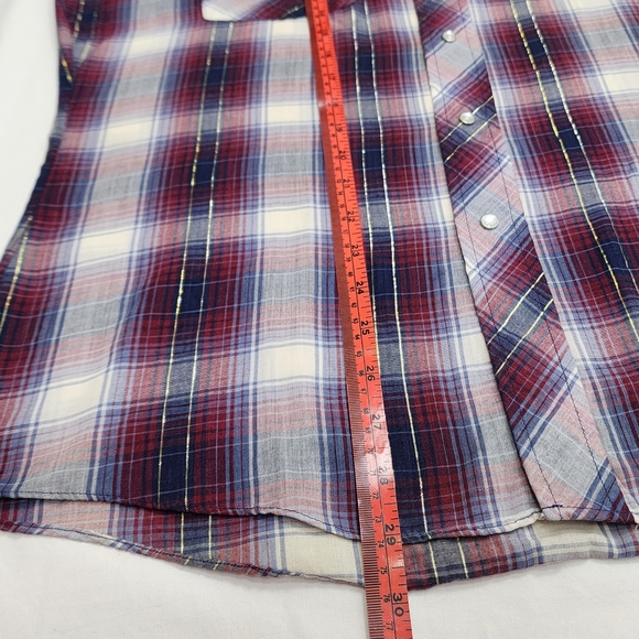 Ely Plains Vtg Western Coyboy Plaid Pearl Snap Closure Fitted XL Korean - Picture 9 of 12